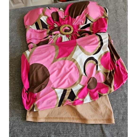 Joseph Ribkoff Dress s18 Multicolor Bodycon Sleeveless Floral Ruched Buckle Boho - Picture 9 of 13